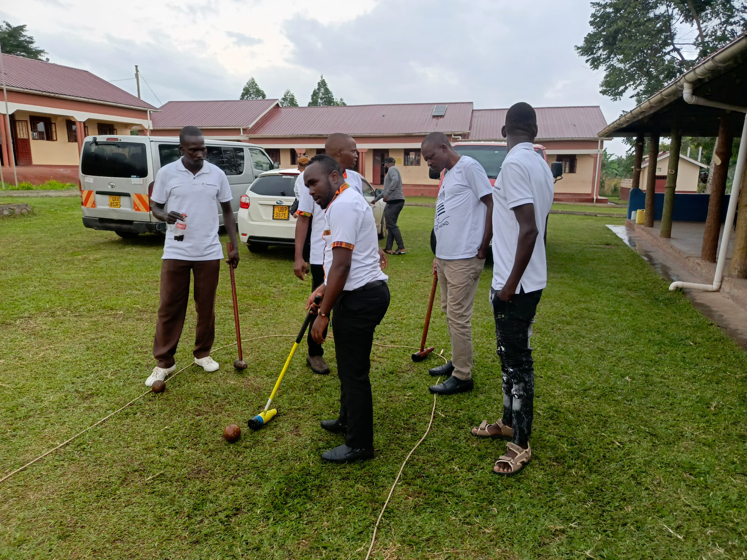 Shekinah team introducing One heart One mind to woodball game